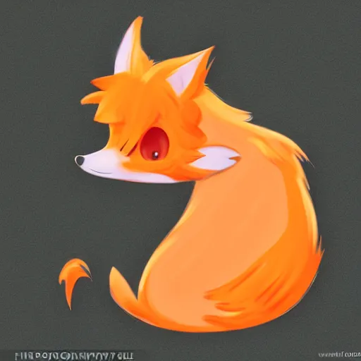 Image similar to fursona of an orange fox with poofy hair, digital art, furaffinity, tumblr, twitter