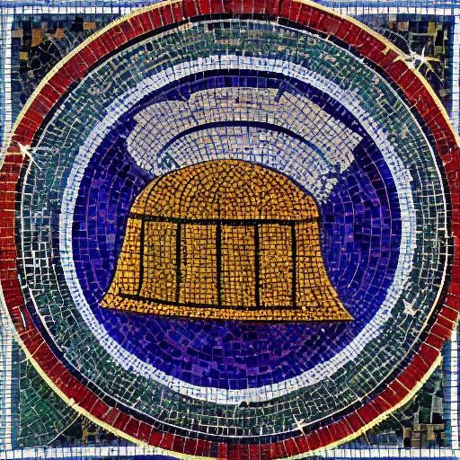 Prompt: byzantine mosaic art of a space ship