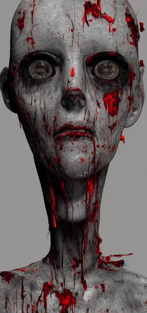 Image similar to old rotting mannequin staring at center of screen with wide bloodshot eyes, horror art, body horror, disturbing, intense, artstation, dramatic, scary, 4K, realistic,