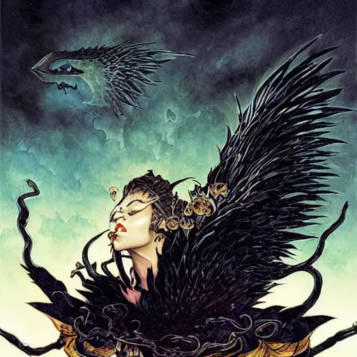 Image similar to black swan melting, castelvania, by yoichi hatakenaka, masamune shirow, josan gonzales and dan mumford, ayami kojima, takato yamamoto, barclay shaw, karol bak