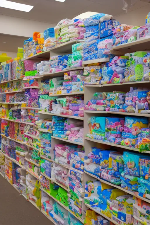 Image similar to Photograph of a Diaper Store overflowing with Diapers, photorealism, ultra detailed, 4k