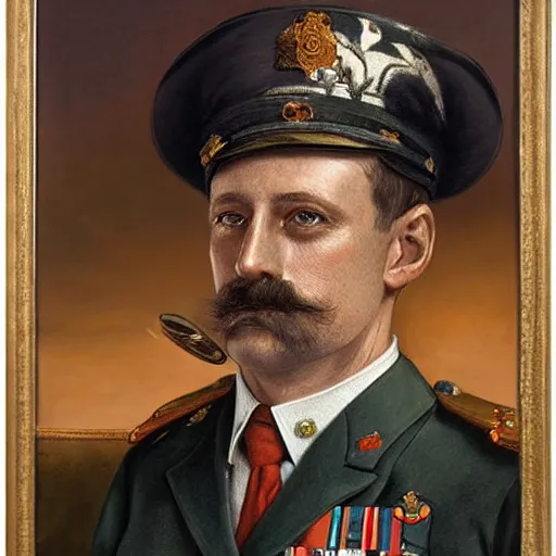 Image similar to a detailed photorealistic portrait painting of a 1 9 1 7 worried - looking british officer from the arab bureau, ultra realistic, intricate details, atmospheric, dark, brooding, highly detailed, by clyde caldwell