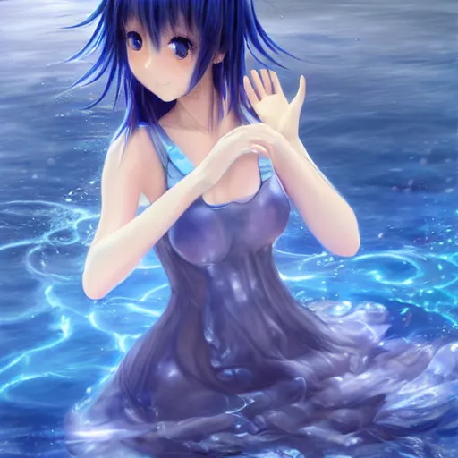 Prompt: 3D advanced digital art, a very cute anime girl wearing a dress made of water sleeping in a shell , full body, very long black hair, azure blue watery eyes, full round face, cinematic lighting, mid-shot, highly detailed, trending on pixiv, Steven Artgerm Lau, WLOP, Rossdraws, James Jean, Andrei Riabovitchev, totorrl, Marc Simonetti, visual key, and Sakimichan