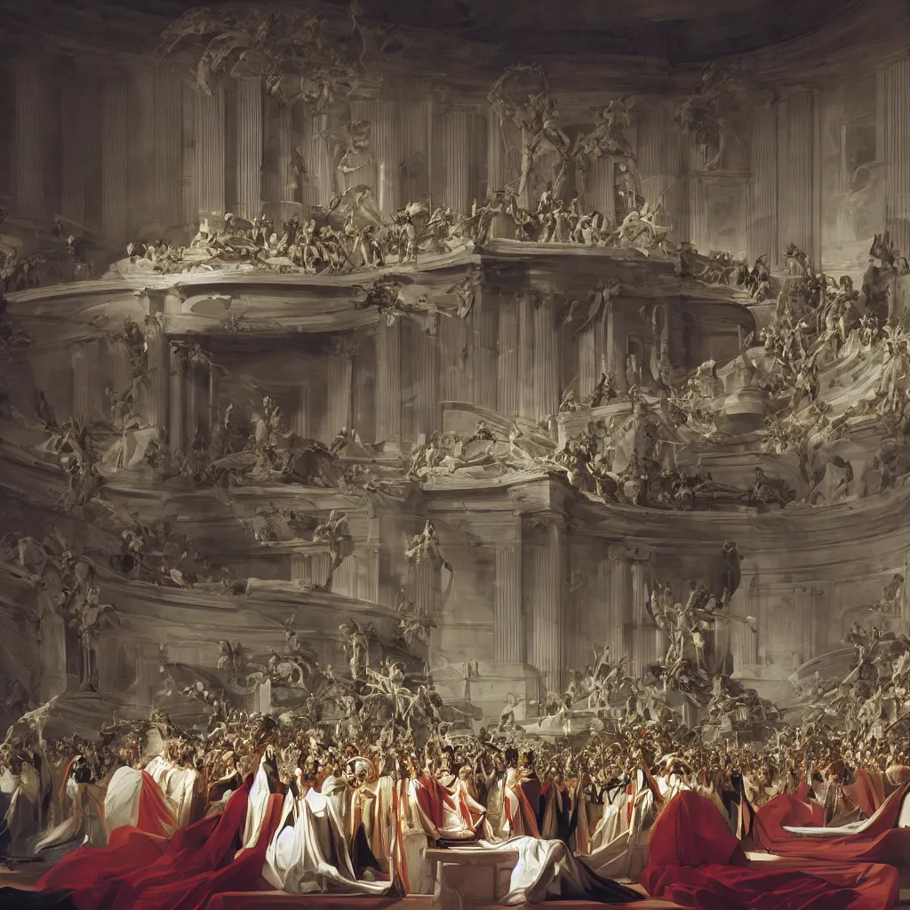 Image similar to sci fi car zaha hadid 20% of canvas and wall structure in the coronation of napoleon painting by Jacques-Louis David search pinterest keyshot product render ultra high detail ultra realism 4k in plastic dark tilt shift