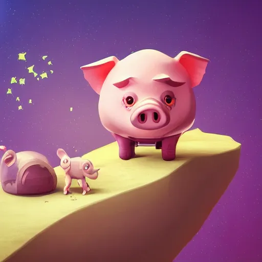 Prompt: Isometric 3D Fantasy Cute and adorable pig spacecraft, Smooth 3D Illustration, soft render, Servando Lupini, Daniil Kudriavtsev, handpaint texture, Blender, 3DCoat H 648