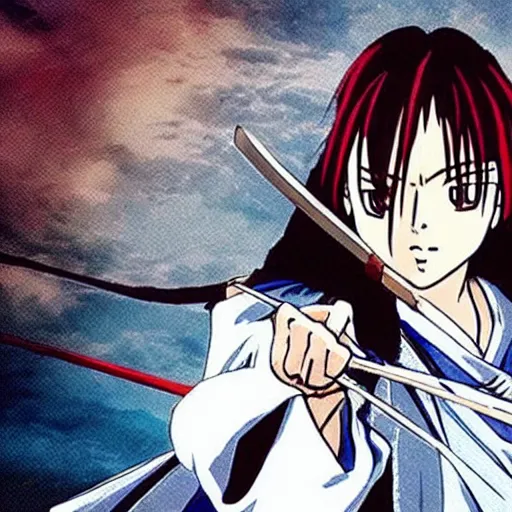 Prompt: “ a still of rurouni kenshin anime, king koopa ”