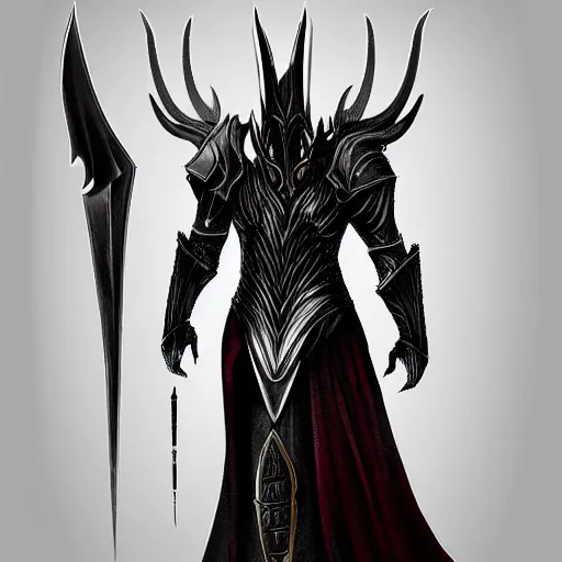 Image similar to digital art, the armor of Sauron, full height