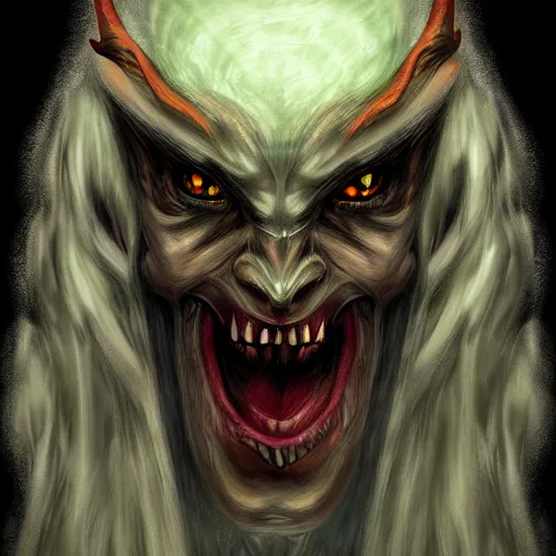 Prompt: portrait of a surprised demon, concept art, digital art, highly detailed