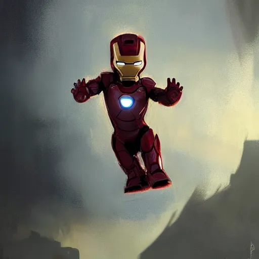 Image similar to i am baby iron man by greg rutkowski