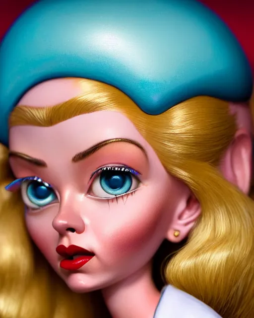 Prompt: closeup profile face profile portrait of a tin toy cara delevigne as a waitress in a diner, bikini, hyper realistic, artstation, illustration, concept art by nicoletta ceccoli, mark ryden, lostfish, dan decarlo, bob clampett, max fleischer, digital paint, matte paint, vivid colors, bright, cheerful, detailed and intricate environment