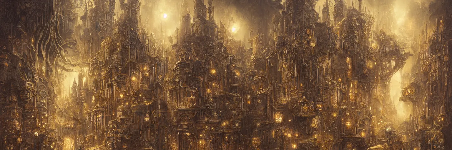 Image similar to Marc Simonetti, Mike Mignola, smooth liquid metal with detailed line work, Mandelbulb, Exquisite detail perfect symmetrical, silver details, hyper detailed, intricate ink illustration, golden ratio, city night, steampunk, smoke, neon lights, starry sky, steampunk city background, liquid polished metal, by peter mohrbacher