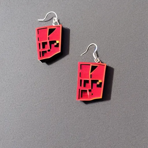 Image similar to segmented 2d laser cut earrings, geek