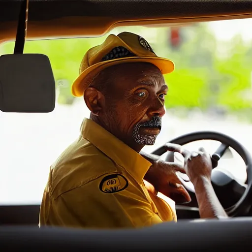 Image similar to a taxi driver waiting for his turn to get a gas photorealistic great photograph