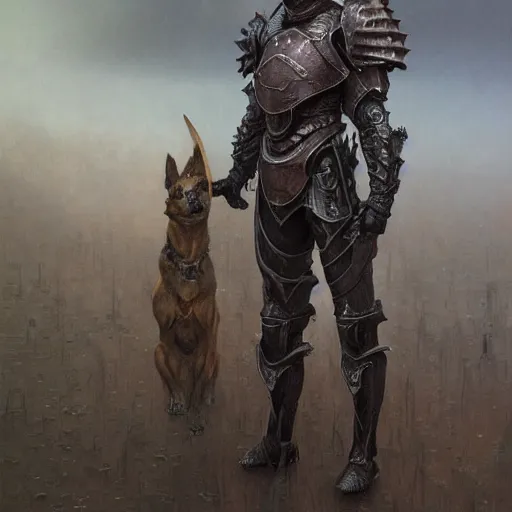 Image similar to daedric armor, realistic face anthropomorphic shiba inu, daedric armor, stuning 3 d render, masterpiece, glowing aura, by donato giancola and greg rutkowski and wayne barlow and zdzisław beksinski