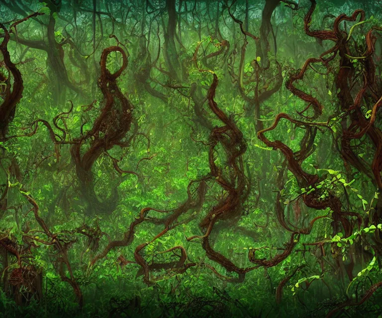 Image similar to a forest made of mold, mushrooms, moss, and vines in the style of anti - art trending on artstation deviantart pinterest detailed high resolution hd 8 k