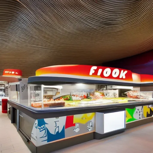 Prompt: futuristic fast food store