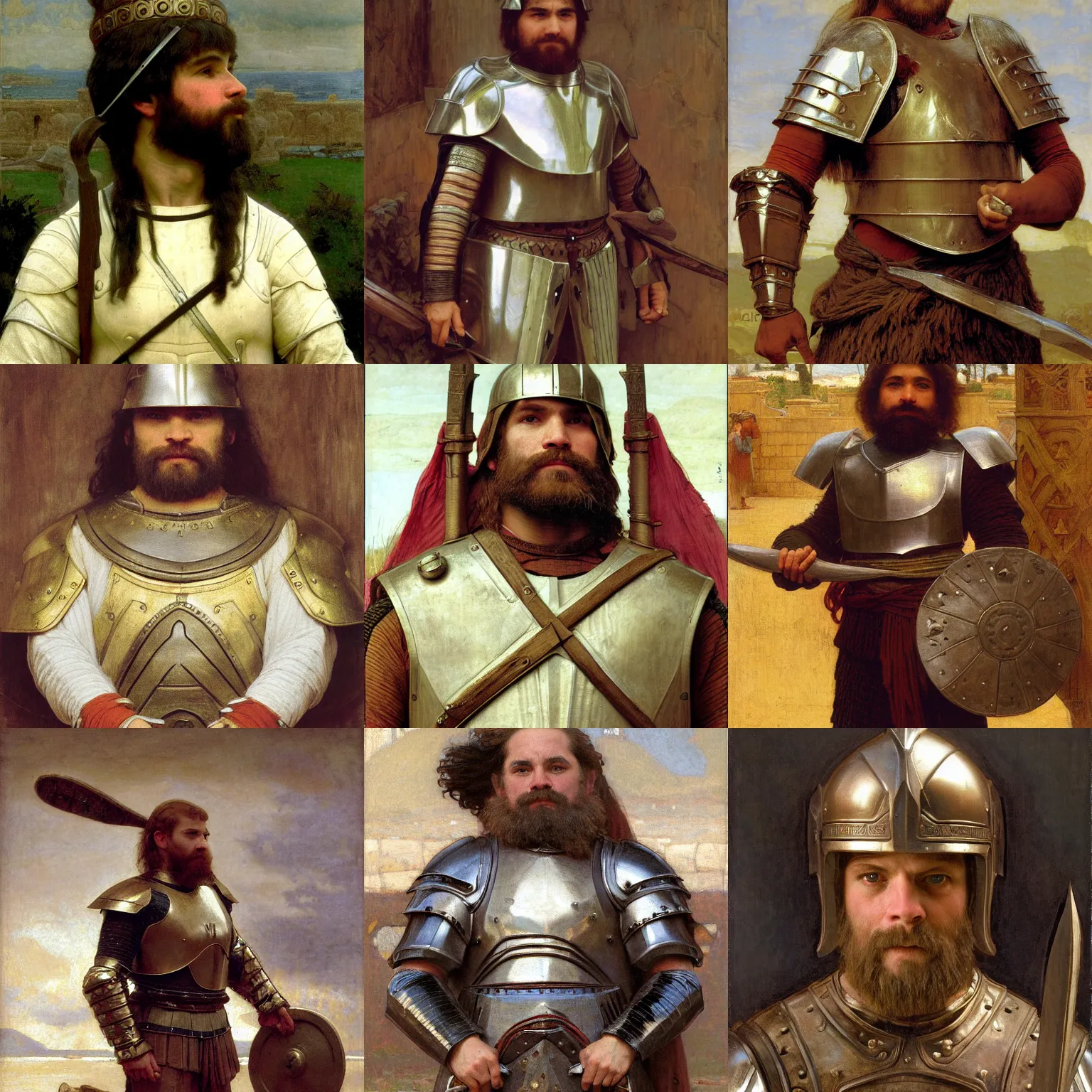 Prompt: dwarf warrior in plate armor intricate portrait by john william waterhouse and Edwin Longsden Long and Theodore Ralli and William-Adolphe Bouguereau, very coherent symmetrical artwork. Cinematic, hyper realism, high detail 8k