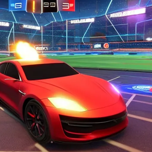 Image similar to elon musk drivin a car in rocket league