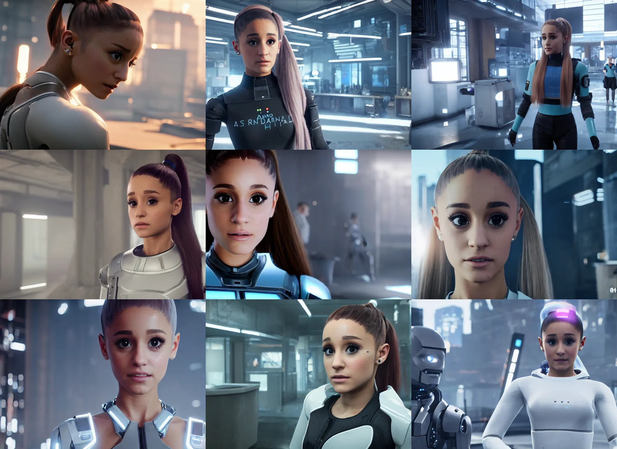 Prompt: a still of ariana grande as an android in detroit : become human, 8 k, hdr, unreal engine