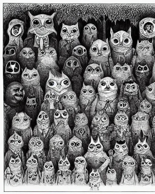 Image similar to group of creep children staring out, black and white character portrait, ultra realistic, concept art, intricate details, war, cinematic, highly detailed by louis wain