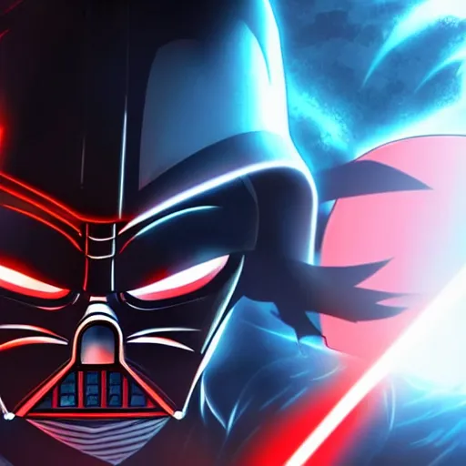Image similar to Darth Vader as an anime character from Dragon Ball Z. Beautiful. 4K.