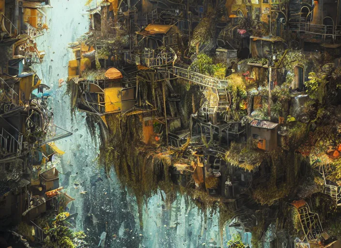 Image similar to cathedral favela, underwater environment, scenery, professional, award - winning, trending on artstation, hyper detailed, realistic, beautiful, emotional, shiny, golden, picture