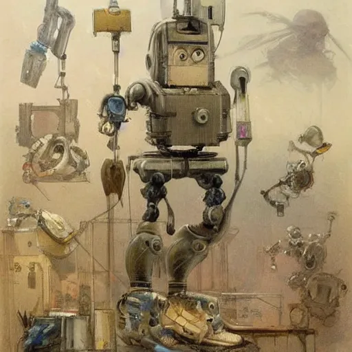 Image similar to (((((((((((cluttered inventors shop full of robots))))))))))) . muted colors. by Jean-Baptiste Monge !!!!!!!!!!!!!!!!!!!!!!!!!!!!!!!!!!!!!!!!