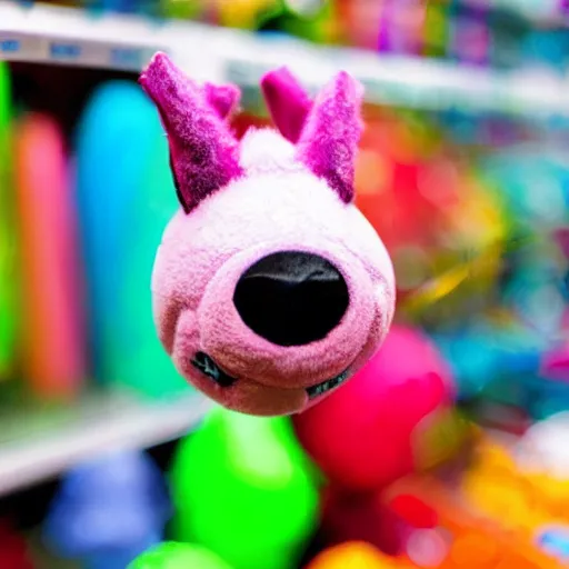 Image similar to up-close shot of a single cheap plastic animal toy in a dollar store