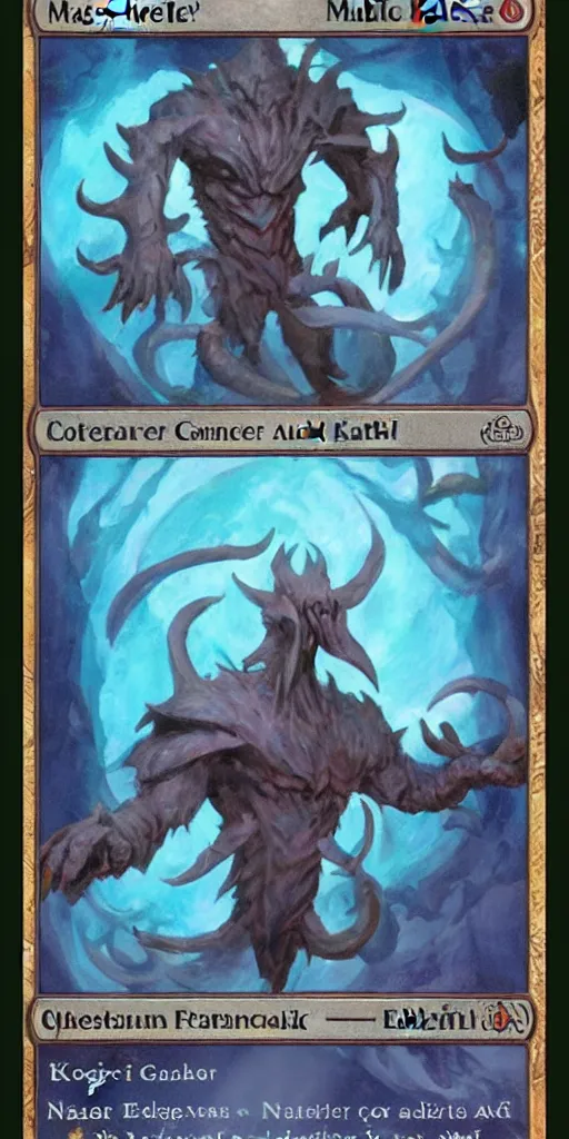 Image similar to Magic the gathering full card art, kozilek teacher of mathematics, eldrazi, the gatherer