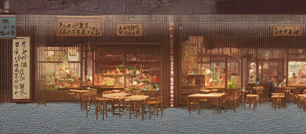 Image similar to a beautiful hyperdetailed render of roasted string hotpot restaurant restaurant yan'an small shop, simple style, from china, with merchant logo, simple structure, surrealistic, chinese style, victo ngai, denoise, deblurring