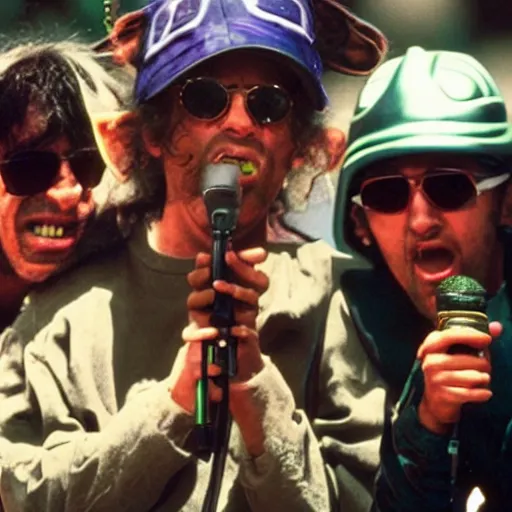 Prompt: Yoda Performing at Woodstock 99 with The Beastie Boys