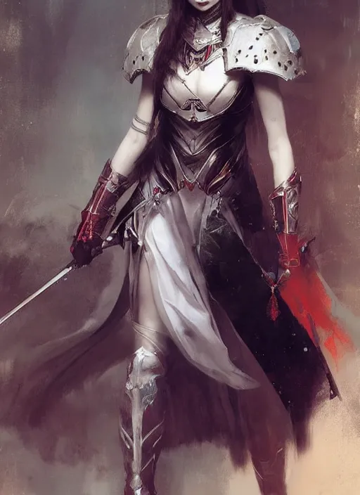 Image similar to imperial princess knight gothic girl. by ruan jia, by robert hubert, illustration