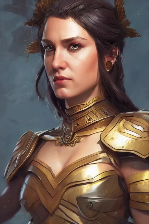 Image similar to amazon valkyrie athena, d & d, fantasy, portrait, highly detailed, headshot, digital painting, trending on artstation, concept art, sharp focus, illustration, art by artgerm and greg rutkowski and magali villeneuve