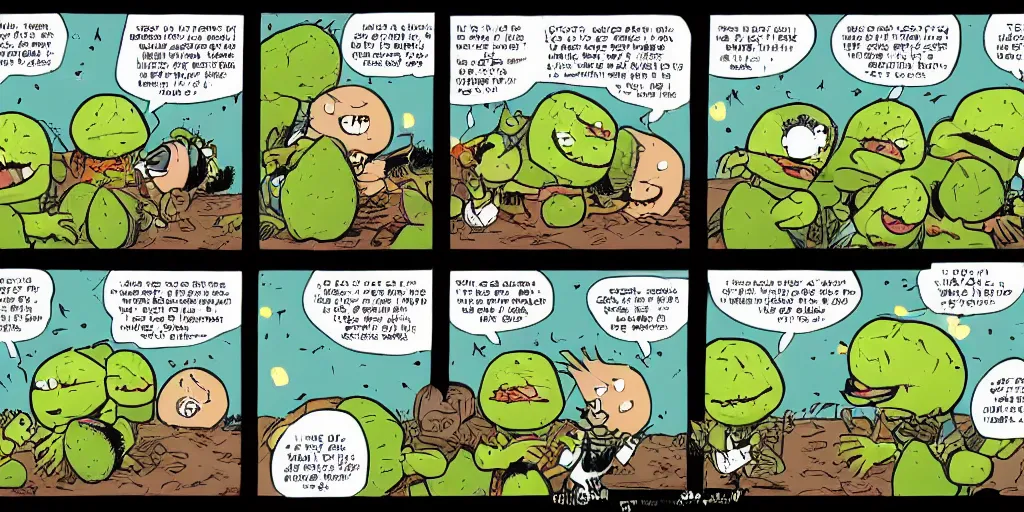 Image similar to a 3 panel comic strip about avocadoes in space, style of bill watterson