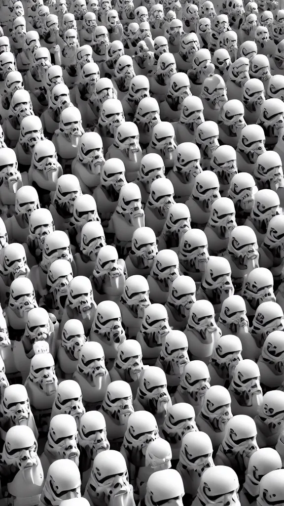 Prompt: army of 1000s of Obama clones in a stormtrooper like herd by Beeple, 4K