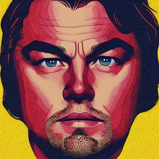 Image similar to “ leonardo dicaprio retro minimalist portrait by jean giraud, moebius starwatcher comic, 8 k ”