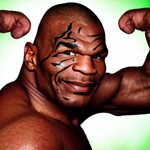 Prompt: realistic portrait of mike tyson as the hulk