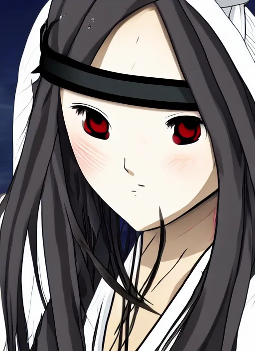 KREA - anime beautiful samurai girl with blindfold, anime, samurai