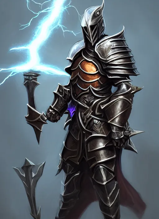 Prompt: portrait of an athletic male knight casting a lightning spell as a diablo 3 character, looking at camera, his armor is infused with lightning bolts, D&D, armor master, short hair, intricate, elegant, stylish, cute smile, fantasy, extremely detailed, digital painting, artstation, concept art, smooth, sharp focus, illustration, ambient lighting, art by artgerm and greg rutkowski and alphonse mucha and simon stalenhag