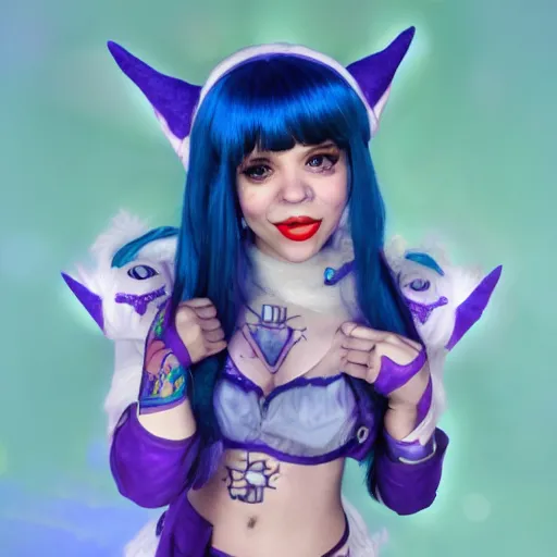 Prompt: melanie martinez as a world of warcraft character, night elf