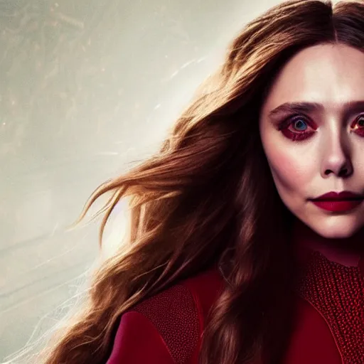 Prompt: A portrait of elizabeth olsen as the scarlet witch