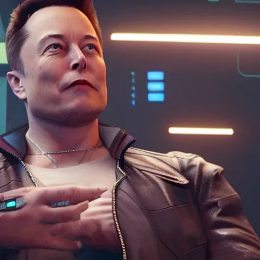 Image similar to Elon Musk in Cyberpunk 2077