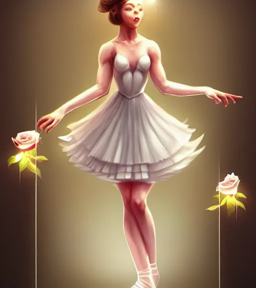 Prompt: symmetry!! anthropomorphic cat ballerina in a white dress holding rose, solid cube of light, hard edges, intricate, elegant, highly detailed, digital painting, artstation, concept art, smooth, sharp focus, illustration, dreamlike, art by artgerm