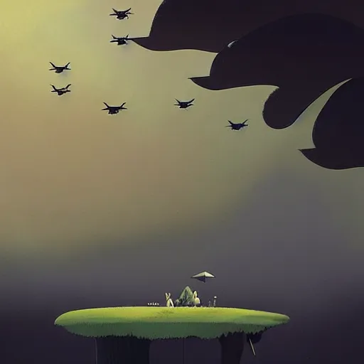 Image similar to Migratory path of birds in the sky, ilustration art by Goro Fujita