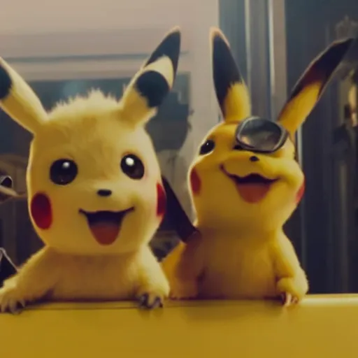 Prompt: a film still of my chemical romance in detective pikachu
