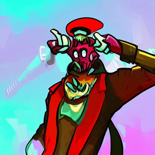 Prompt: Digital art of Hoodwink from Dota 2 dabbing