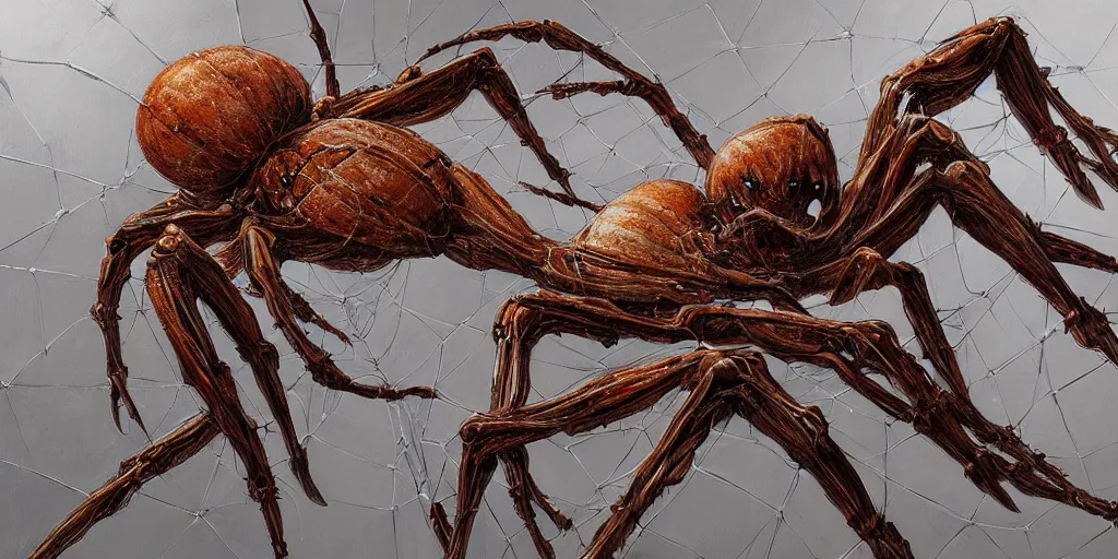 Prompt: A beautiful painting of a biomechanical spider by Peter Gric, ConceptArtWorld, DeviantArt, Nvidia, Trending on artstation, Unreal Engine
