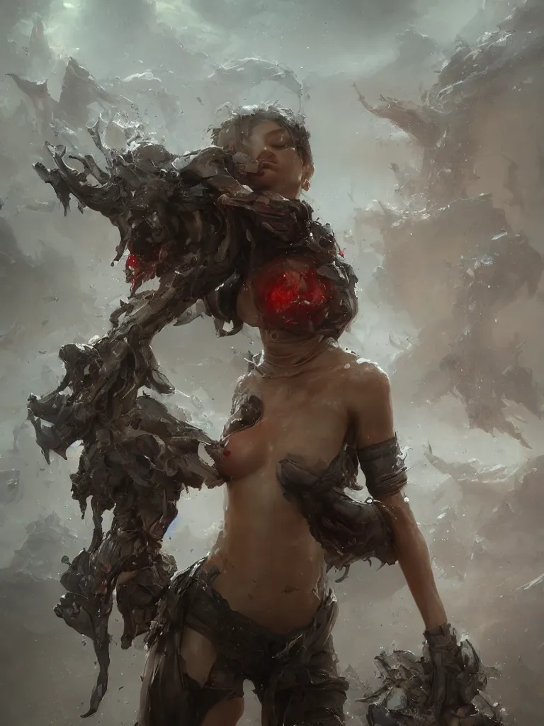 Prompt: wet t - shirt contest girl at the end of the world, 3 d render, hyper realistic detailed portrait, ruan jia, wlop. scifi, fantasy, hyper detailed, decolletage, confident pose, octane render, concept art, peter mohrbacher