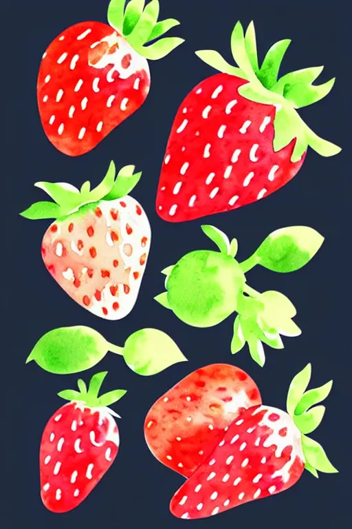 Image similar to minimalist watercolor art of strawberries, illustration, vector art