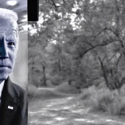 Image similar to terrified infrared trailcam footage of Joe Biden running from predator